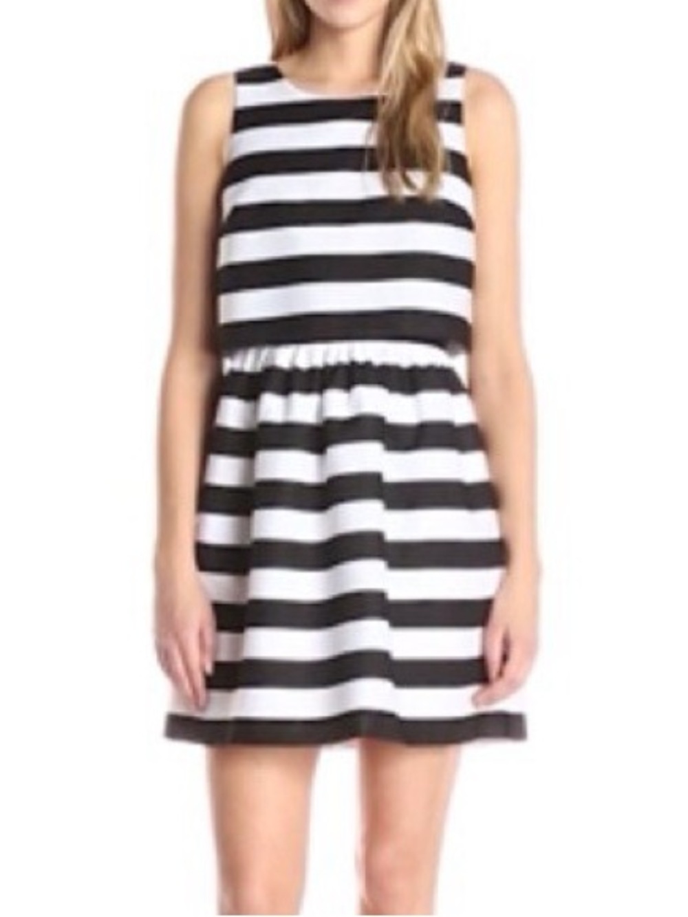 Kensie Black and White Horizontal Stripe Mini Dress